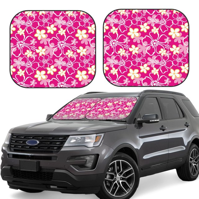 Fotbe Vintage Flowers Juego de 2 Piezas de Parasoles para Parabrisas | Bloqueador Solar para Auto | Accesorios Plegables para Protección Solar Interior-Large