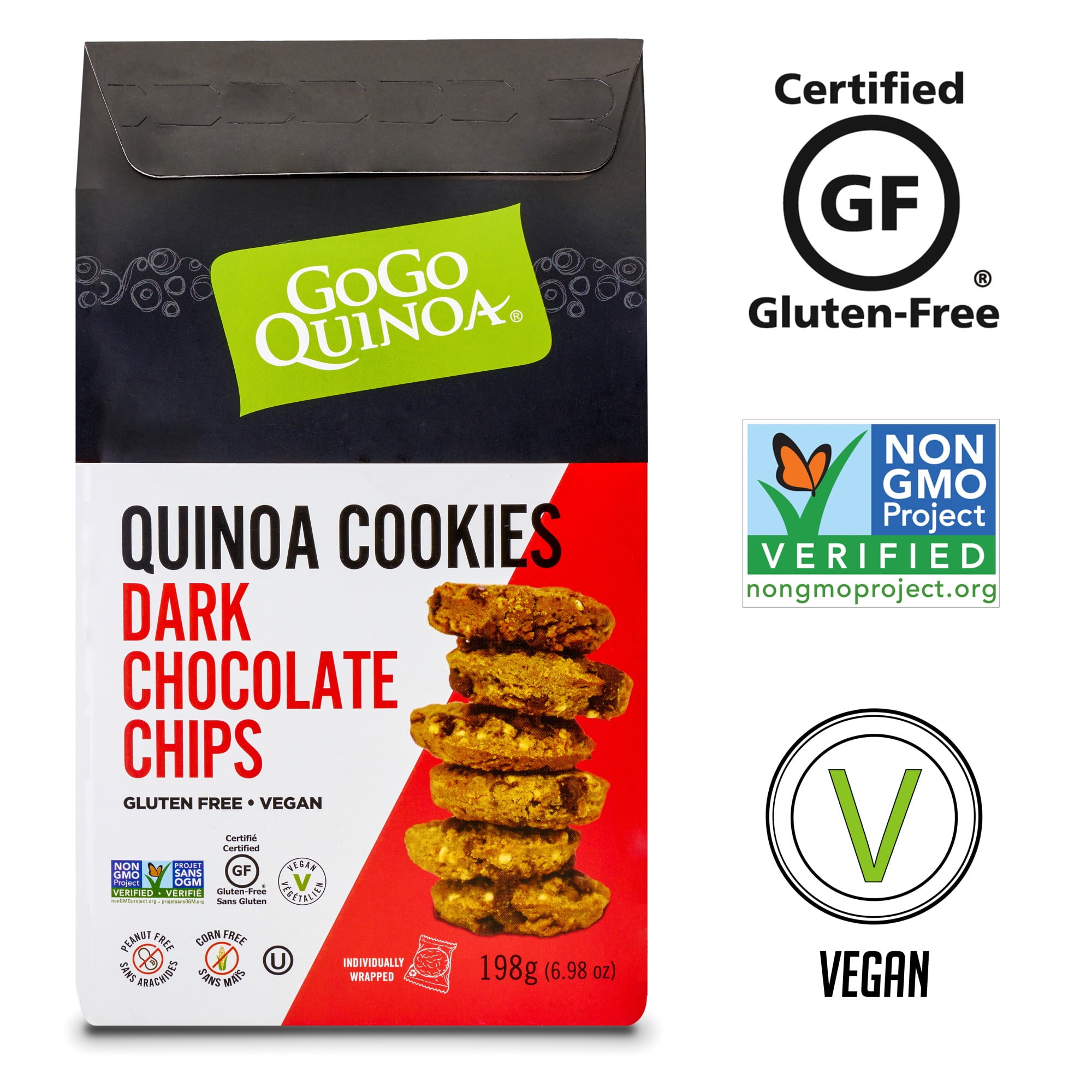 GoGo Quinoa Chocolate Chips Cookies, Individually Wrapped Vegan Snack