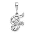 thumbnail image 1 of 14K White Gold Solid Polished Filigree Initial F Pendant, 1 of 2
