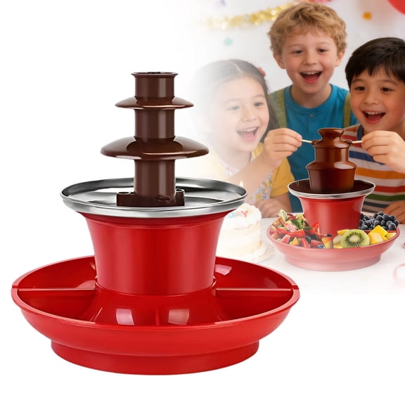 ZOURIH 3-Tier Mini Chocolate Fondue Fountain - 7 oz Capacity for Parties,Weddings,and Family Gatherings,Red