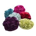thumbnail image 5 of Fennco Styles Multi Rose Motifs Felt 15-inch Round Decorative Throw Pillow (Fuchsia, Case + Insert), 5 of 6