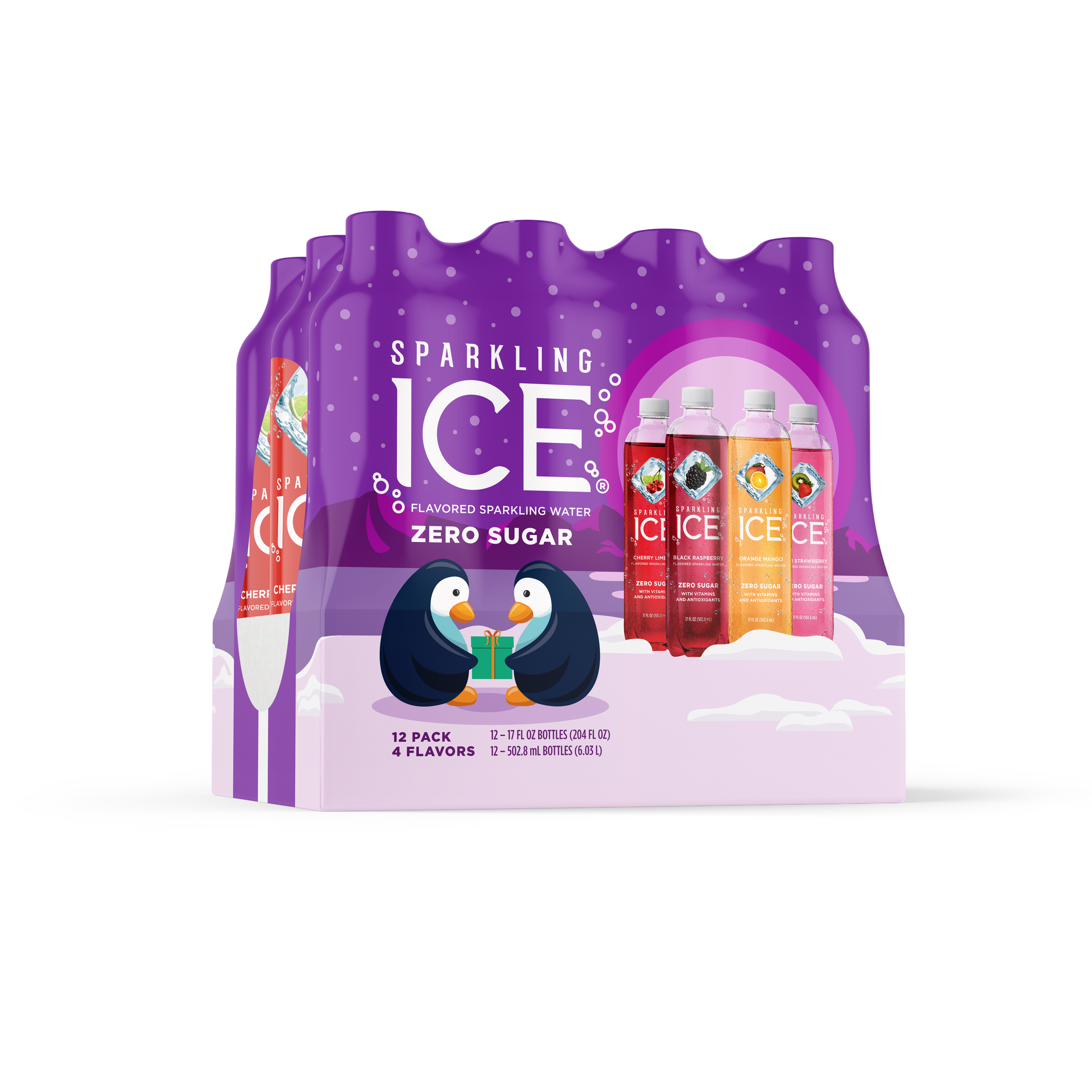 Sparkling Ice® Variety Pack, 17 Fl Oz, 12 Count (Black Raspberry, Cherry Limeade, Orange Mango, Kiwi Strawberry)