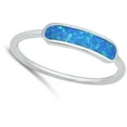 thumbnail image 4 of CHOOSE YOUR COLOR Blue Simulated Opal Bar Ring .925 Sterling Silver Band CZ Female Size 10, 4 of 4