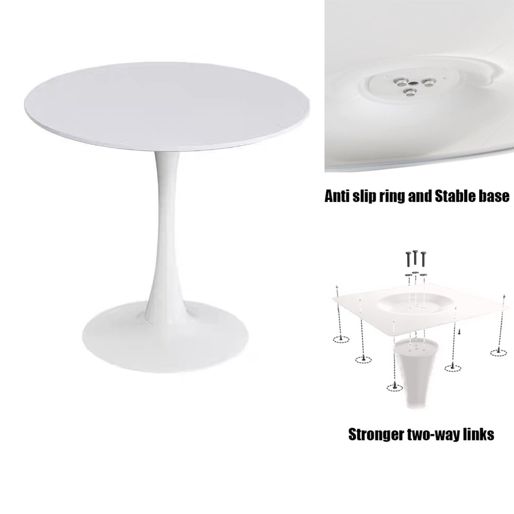 Miniyam 31.5" Round Dining Table for 2-4, Small Modern Kitchen Table with White Pedestal Base