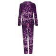 thumbnail image 4 of Yuaguia Family Matching Christmas Pajamas, Merry Christmas Letter Purple Sparkle Print Long Sleeve Top and Matching Lounge Pants Sleepwear Set, Women M, 4 of 5