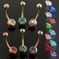thumbnail image 2 of Double CZ Gold Basic Belly Ring 14G (1.6MM) #93 (Iridescent), 2 of 3