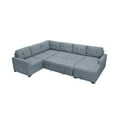 thumbnail image 6 of 114.2”U Shaped Sectional Sofa with Pull Out Full Bed and Storage Chaise Lounge,6 Seater Oversized Couch with Removable Cushion Back,Tufted Sofa & Couches for Living Room Furniture Set, Gray, 6 of 6