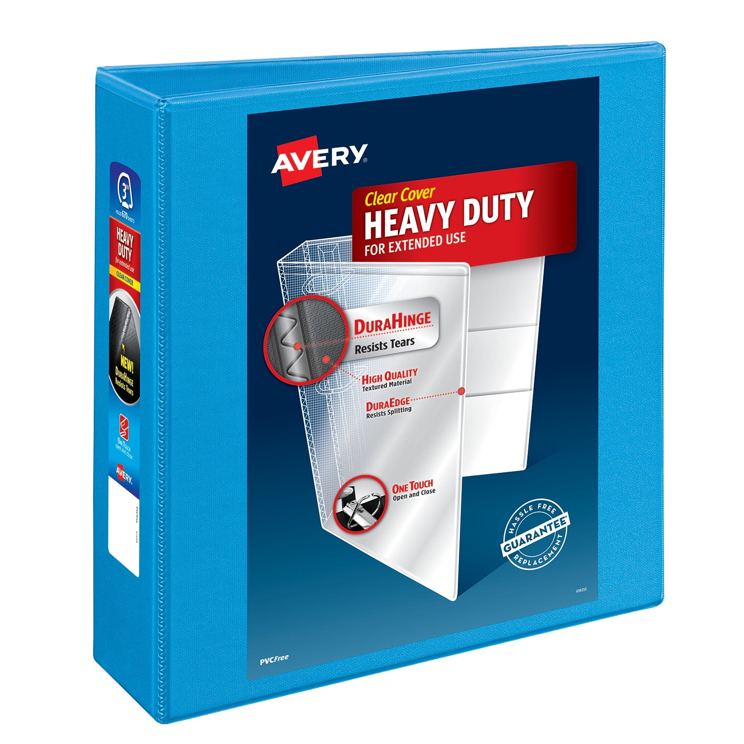 Avery HeavyDuty 3 Ring Binder with DuraHinge and Slant Rings, 3