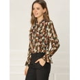 thumbnail image 4 of Blusa con cuello en V y lazo floral para mujer, camisa de manga larga con volantes y trompeta vintage, top ejercito verde XL, 4 of 6