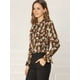 thumbnail image 4 of INSPIRE CHIC Blusa con cuello en V y lazo floral para mujer, camisa de manga larga con volantes y trompeta vintage, top ejercito verde XS, 4 of 6