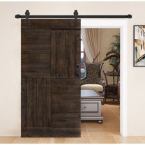 S Series 42in. X 84in. Kona Coffee Finished DIY Solid Wood  Sliding Barn Door With Hardware Kit - Assembly Required