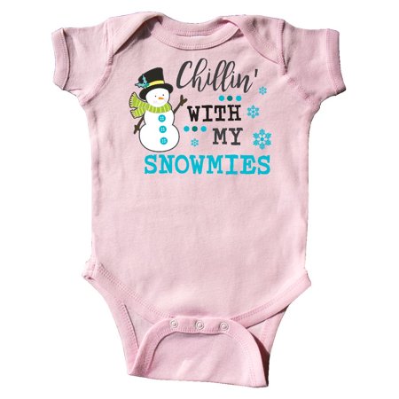 

Inktastic Chillin with my Snowmies with Snowman Clip Art Gift Baby Boy or Baby Girl Bodysuit