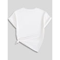 thumbnail image 2 of Women's St. Patrick's Day Lucky Clover Graphic T-Shirt - White Short Sleeve with Green Glittery LettCamisetas de verano para mujer, manga corta, cuello redondo, casual, lindo, con gráficos, camisetas, 2 of 6