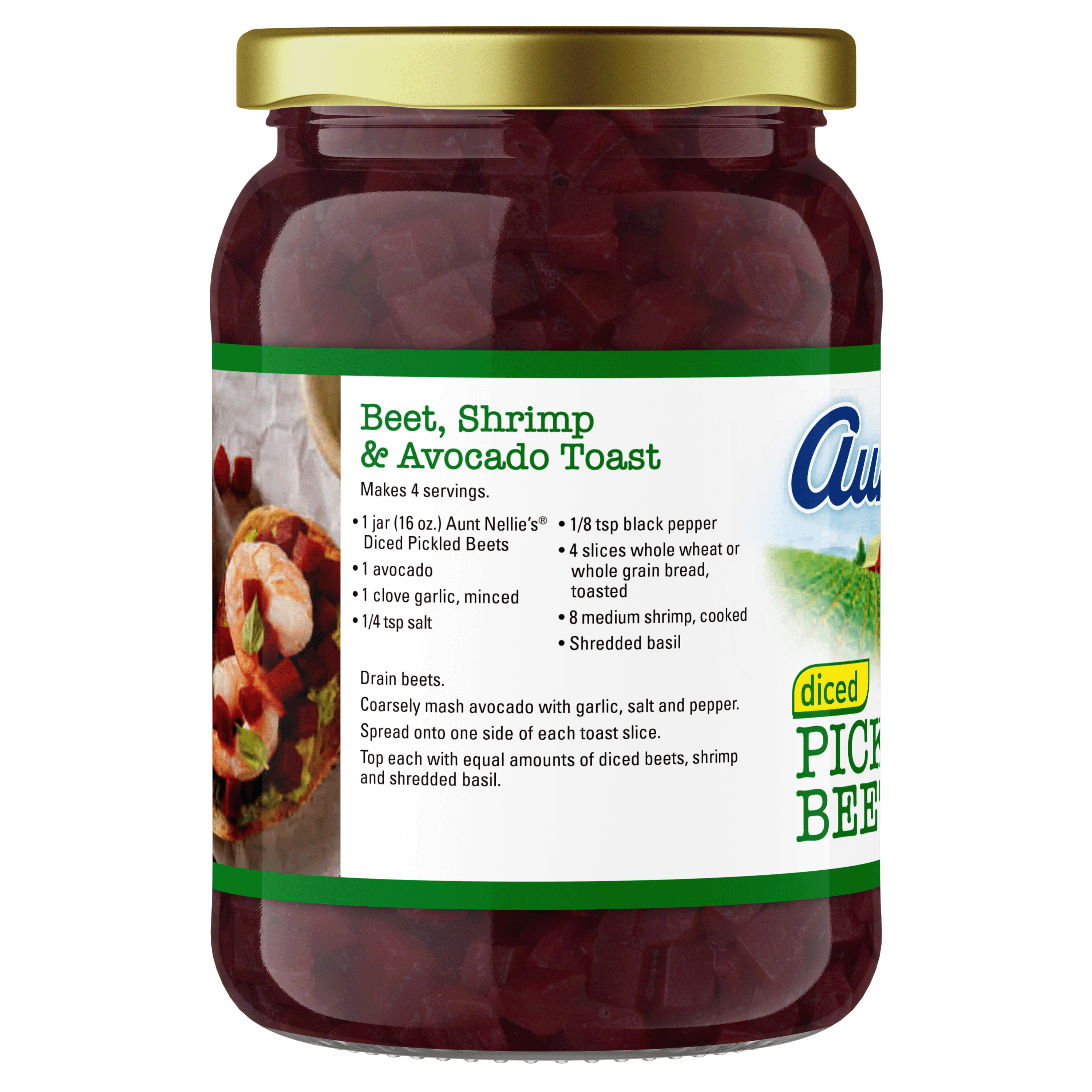 (4 pack) Aunt Nellie's Diced Pickled Beets, 16 oz