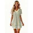 thumbnail image 6 of Women's Floral Print V-Neck Short Sleeve Casual Dress with Pocket, Pullover Summer Dress, Lightweight Comfort Fit, Fashionable Women's Clothing,Light Green,3XL, 6 of 8