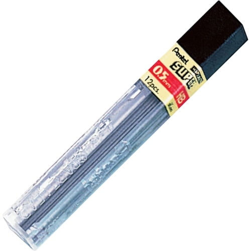 Pentel Super Hi-Polymer Leads 0.5 mmFine Point - HB - Black - 12 / Tub