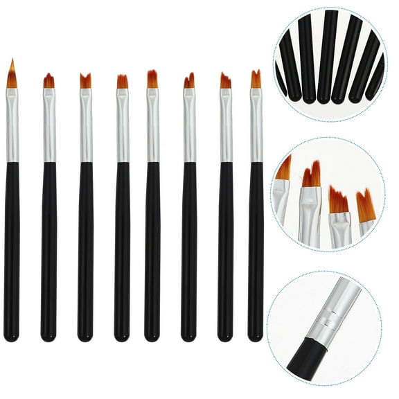 Raindrops 8Pcs Small Nail Brush Nail Art Starters With Diy Designs And Long Handle