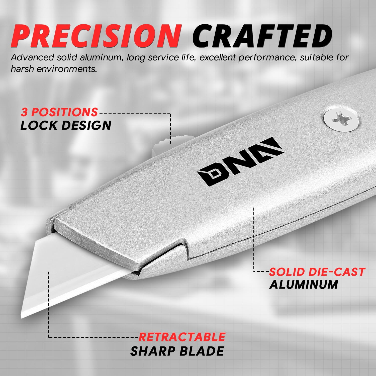 8PC Utility Knife Set - Folding w/ 10 Spare Blades / Snap-Off Blade Retractable