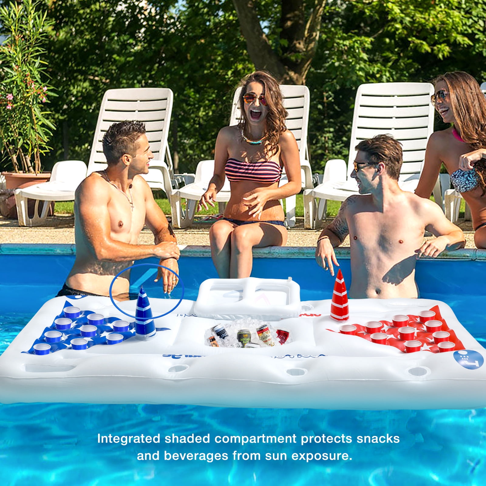 Livhil 71" x 31" Adult Pong Inflatable Pool Game White