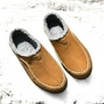thumbnail image 6 of Men's Warm House Slippers Cozy Moccassin Slippers for Men Non-Slip House Shoes Comfy Bedroom Suede Slippers with Rubber Sole Indoor Outdoor, 6 of 15