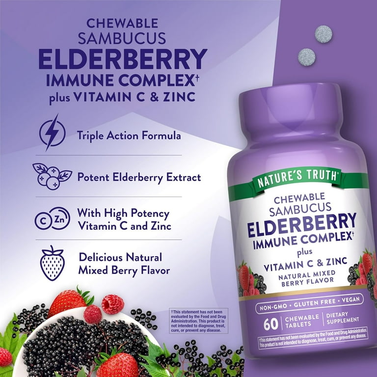 Nature's Truth Sambucus Elderberry Immune Complex Chewables, 60 ct