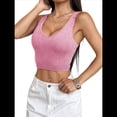 thumbnail image 3 of Camisola de Punto con Tirantes Finos para Mujer, Top Sin Mangas A Rayas Rosa XL, 3 of 7