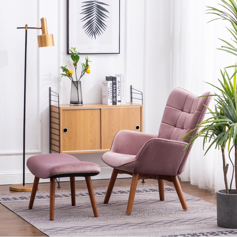 Roundhill Furniture Leiria Velvet Tufted Chair, Mauve photo 3