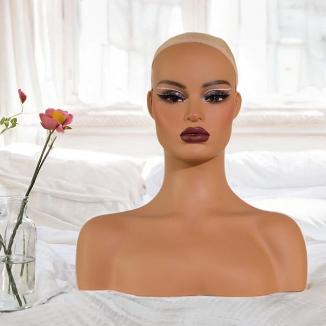 Maniquí femenino realista, soporte para pelucas, fabricación de estilismo, soporte para peluca para peluquería, salón de belleza, joyería, peluca