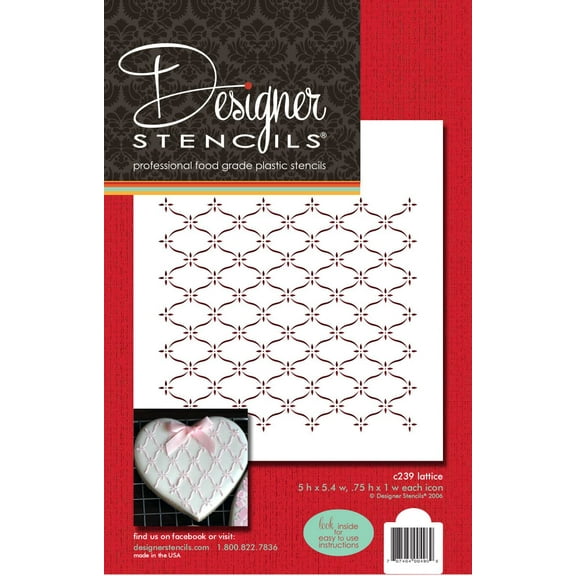 Designer Stencils Lattice Cake Stencil, Beige/semi-transparent