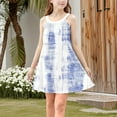 thumbnail image 5 of TGSLY Girls Tank Dresses Fashion Tie Dye Gradient Color Printed Dress Sleeveless Crewneck Loose Comfy Pleated Beach Sundress H-Blue 5-6 Years, 5 of 9