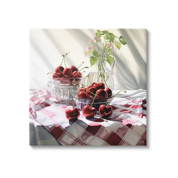 Stupell Industries Cherries & Botanicals Food & Beverage Painting Gallery Wrapped Canvas Art Print Wall Art, 17 x 17