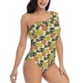 thumbnail image 3 of Sikiie Monstera Leaves Print Women One Piece Swimsuits Tummy Control One Shoulder Bathing Suits Ruffle Swimwear, From S to XXL-XX-Large, 3 of 6