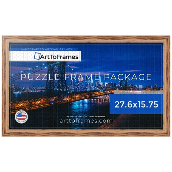 ArtToFrames 27.6x15.75 Inch - 70x40 CM Brown Puzzle Frame for 100 piece Puzzles.1.25 Inch Custom Wood Puzzle Frames, Honey - Comes with Economy Acrylic