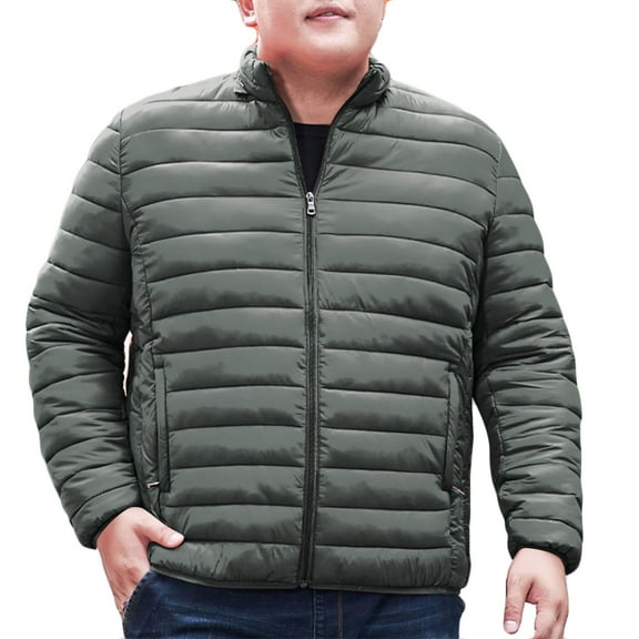 IYTR Lightweight Down Jacket Men Winter Zip Up Puffer Jacket Plus Size Padded Coat Thermal Puffer Work Outdoor (Army Green,XXXL)