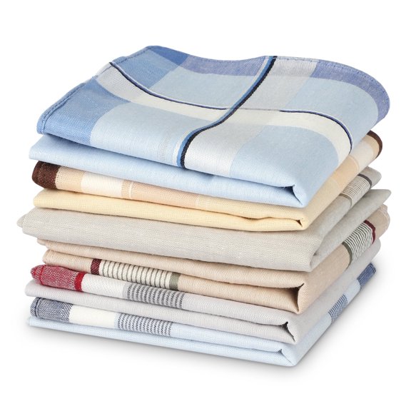 Celectigo 6Pcs 100% Pure Cotton Men's Handkerchiefs Soft Plaid Hanky Pocket Square Hankies, Father's Day Gift Set for Dad Husband - 15.8x15.8in, Assorted Color