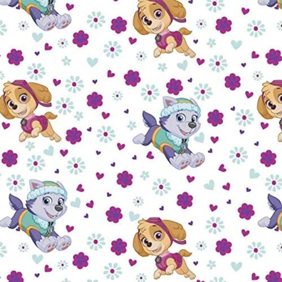 Handmade Valance, Curtain Panel, or Pillow Cover Paw Patrol Everest and Sky Flowers