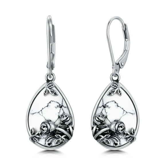 SISGEM Rose Earrings Dangle Earrings for Women, Sterling Silver Turquoise Earrings for Women