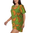 thumbnail image 3 of Womens Pajama Sets With Pocket, Cute Cantaloupe Pine Green Lounge Sets Short Sleeve Sleepwear PJ Sets for Women, 3 of 6