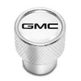thumbnail image 2 of GMC Logo in White on Shining Silver Aluminum Tire Valve Stem Caps, 2 of 6