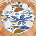 thumbnail image 2 of Boho Style Floral Vinyl Tablecloth with Elastic Band, 44 Inch Fits 38-42 Inch Tables, Wrinkle Free Cover for Patio Dining and Special Events, 2 of 7