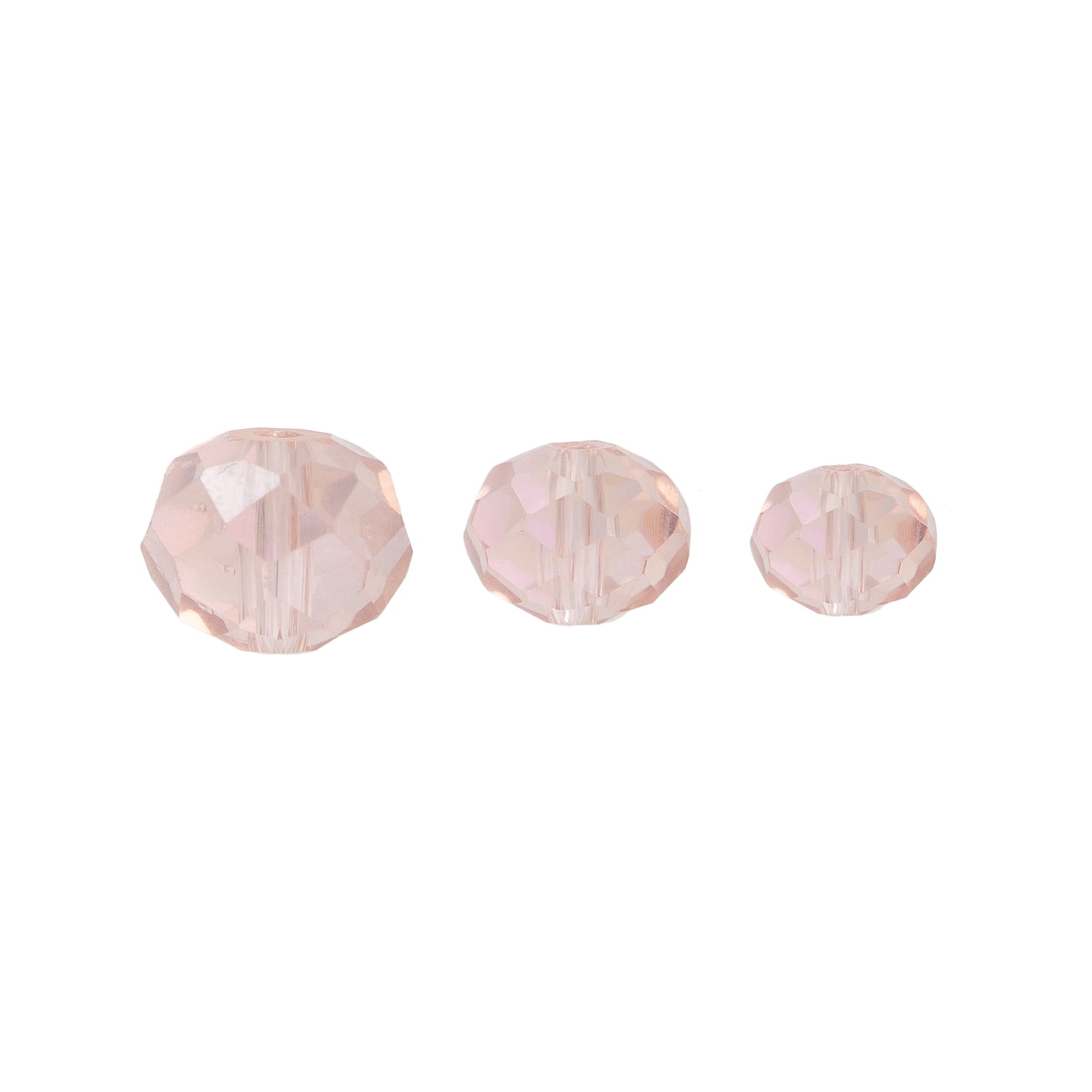 Cousin DIY 3-Strand Light Rose AB Glass Rondelle Beads 4/6/8 mm, 7 in/Strand, 88 Piece