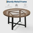 thumbnail image 3 of 47" Round Industrial  Dining Table, Dinner Table for 4 to 6,  with Sturdy Metal Frame & Rustic Brown Finish,  for Dining Room, Kitchen （No Chairs）, 3 of 7
