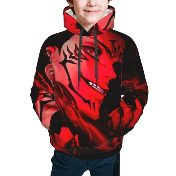 Jujutsu Kaisen Ryomen Sukuna Kids' Hoodie 3d Print Sweatshirt Soft Pullover Hooded With Big Pockets For Boys Or Girls Small