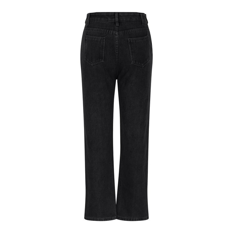 Wyobmus Women's Thicken Fleece Lined Jeans Loose High Waisted Slim