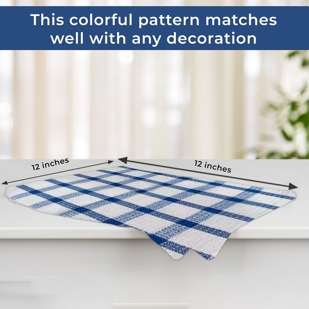 Shop LC Set of 35 Navy Color Checkered Pattern Dish Cloths Ultra-Soft Cotton Reusable Birthday Gifts, Size: 12 x 12, Blue