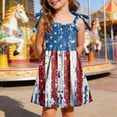 thumbnail image 2 of CAUYDY 2T 3T 4T Toddler Baby Girls' Independence Day Patriotic Dresses 5T 6T 7T Short Sleeve American Flag Star Stripe Print A Line Sundress (Sizes 3-4 Years,Blue), 2 of 6