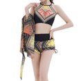 thumbnail image 1 of Cheers 3Pcs/Set Ethnic Style Swimsuit Tie Belt Drawstring Side Split Skirt Bra Panties for Beach, 1 of 2