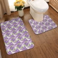 thumbnail image 2 of Honeii Violets Flowers Pattern Bathroom Anti-Skid Pad Bathroom Mat Vintage Seamless Pattern Not-Slip Toilet Rug Set, 2 of 6