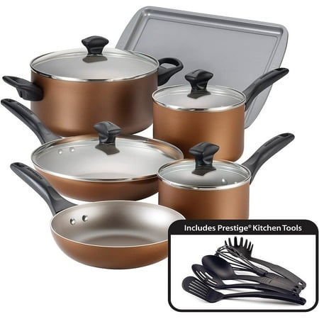 

Dishwasher Safe Nonstick Cookware Pots and Pans Set 15 Piece Teal