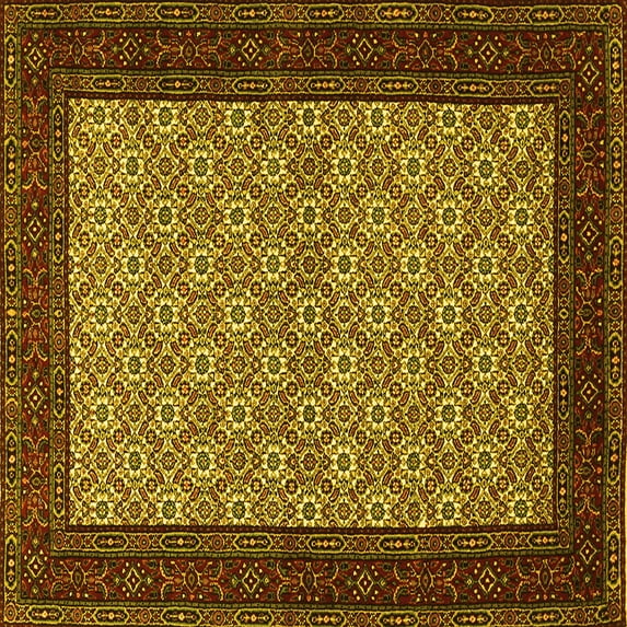 Ahgly Company Indoor Square Persian Yellow Traditional Area Rugs, 7' Square